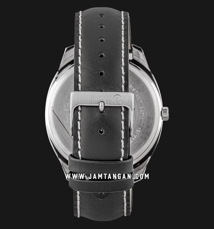 Alexandre Christie AC 6550 MS LSSSL Nanoceram Men Silver Dial Black Leather Strap