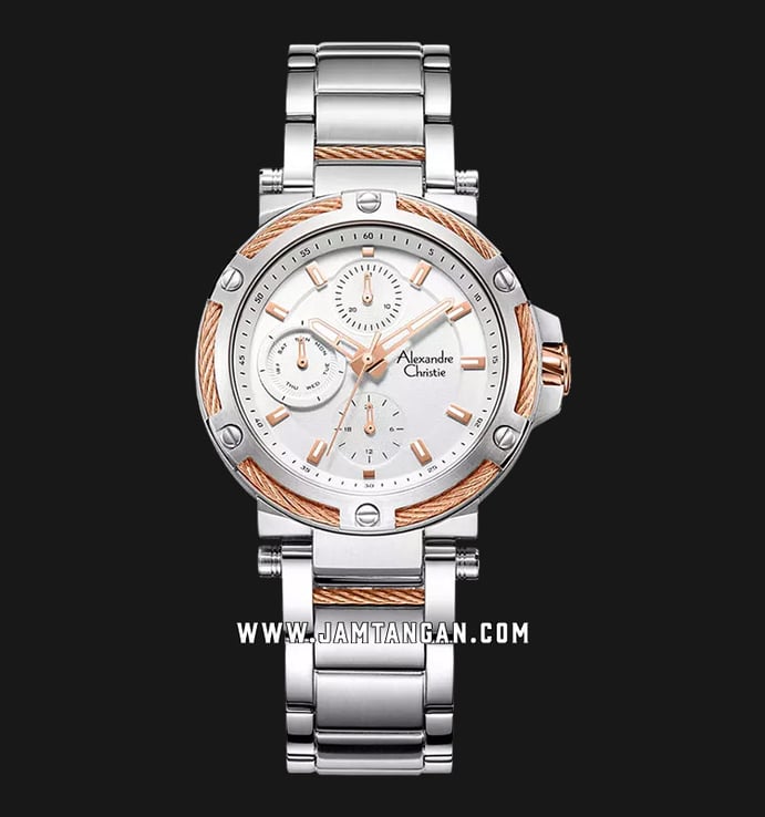 Alexandre Christie Multifunction AC 6561 BF BTRSL Ladies Silver Dial Stainless Steel Strap