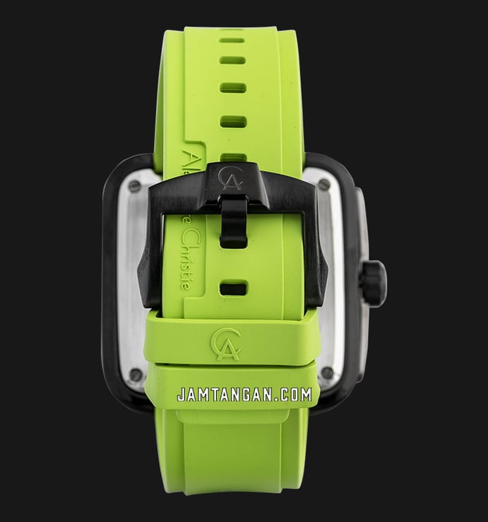 Alexandre Christie Automatic AC 6577 MA RIPBALE Open Heart Dial Lime Rubber Strap