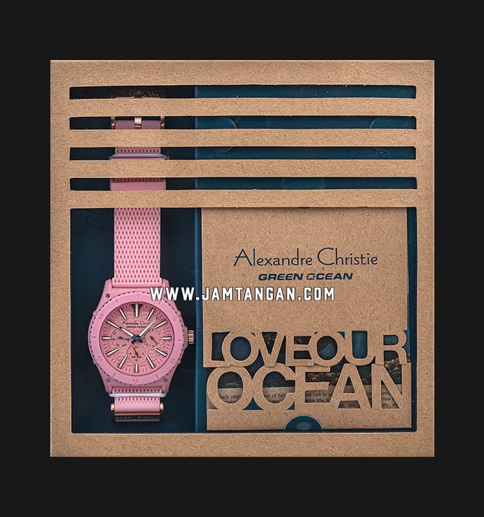 Alexandre Christie Green Ocean AC 6584 MF RRGPN Men Pink Dial Pink Rubber Strap