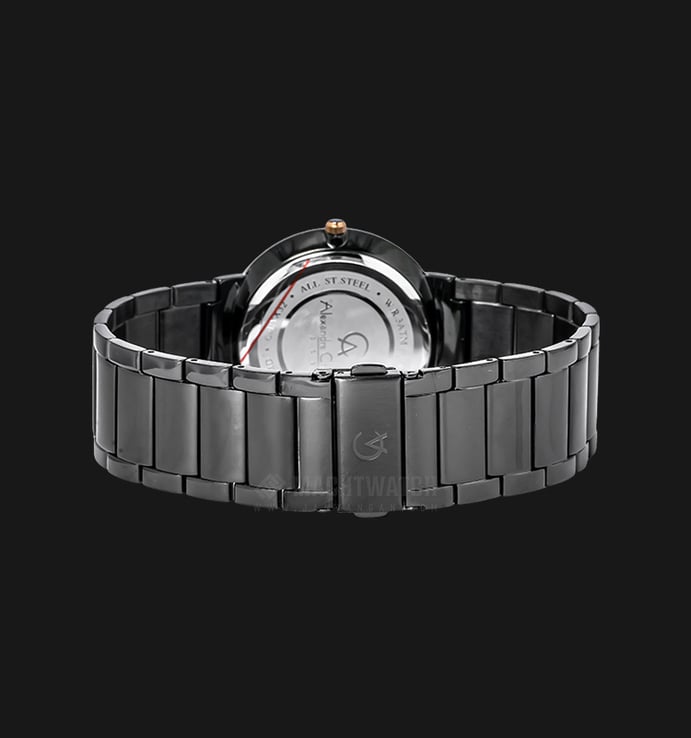 Alexandre Christie AC 8229 BIPBA Couple Black Dial Black Stainless Steel Strap