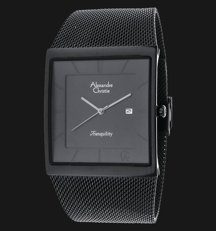 Alexandre Christie Tranquility AC 8333 MD BIPBA Black Dial Black Stainless Steel Mesh Strap