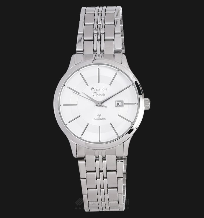 Alexandre Christie Classic Steel AC 8348 LD BSSSL White Dial Stainless Steel Strap