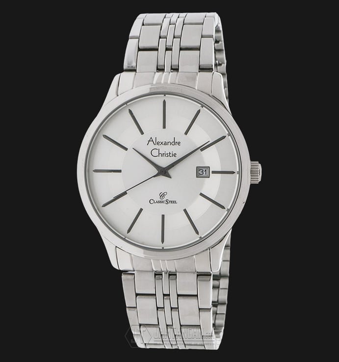 Alexandre Christie Classic Steel AC 8348 MD BSSSL White Dial Stainless Steel Strap