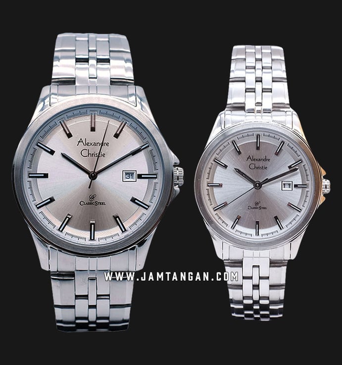 Alexandre Christie AC 8402 BSSSL Classic Steel Couple Silver Dial Stainless Steel Strap