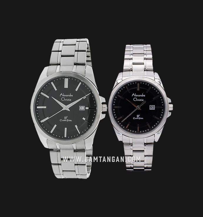 Alexandre Christie AC 8404 BSSBA Couple Black Dial Stainless Steel