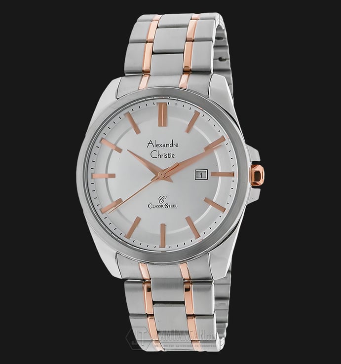 Alexandre Christie Classic Steel AC 8404 MD BTRSL White Dial Dual Tone Stainless Steel Strap