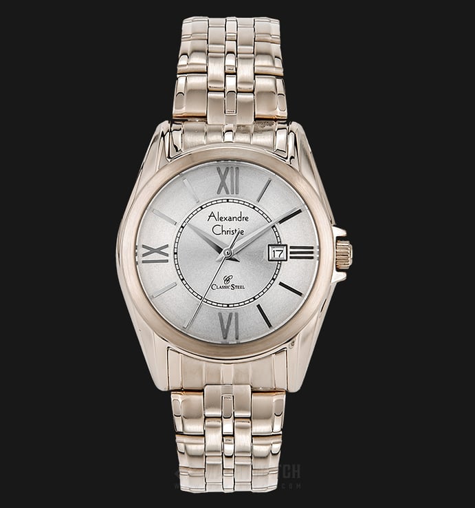 Alexandre Christie Classic AC 8427 LD BCGCN Ladies Silver Dial Light Tan Stainless Steel Strap