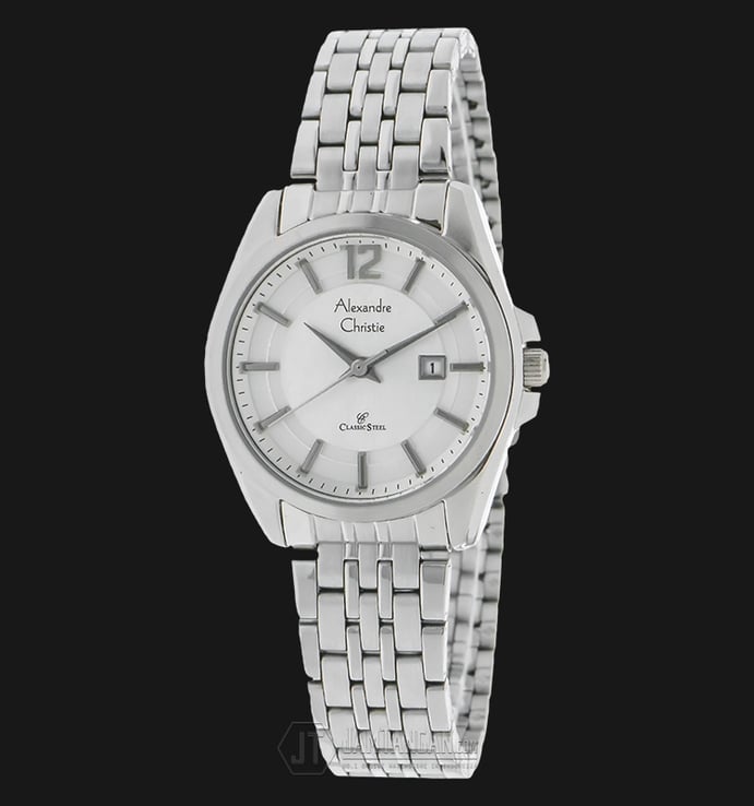 Alexandre Christie AC 8455 LD BSSSL White Dial Stainless Steel