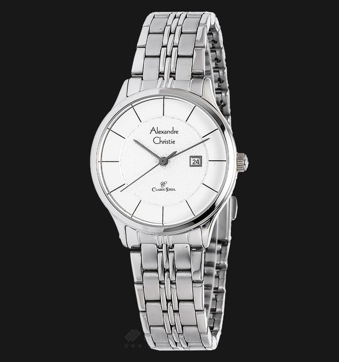 Alexandre Christie AC 8472 LD BSSSL Ladies Classic White Dial Stainless Steel