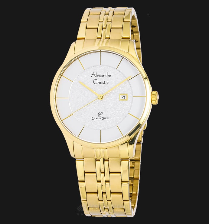 Alexandre Christie AC 8472 MD BGPSL Men Classic White Dial Gold-tone Stainless Steel