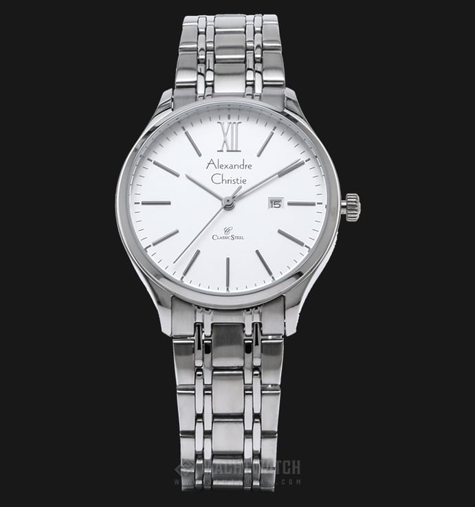 Alexandre Christie AC 8504 LD BSSSL Ladies Classic White Dial Stainless Steel