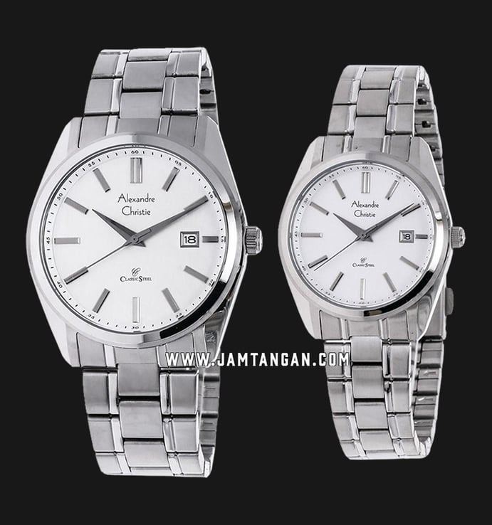 Alexandre Christie AC 8514 BSSSL Classic Steel Couple Silver Dial Stainless Steel Strap
