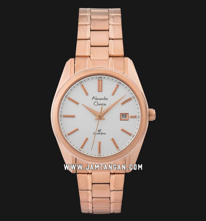Alexandre Christie Classic Steel AC 8514 LD BRGSL Ladies Silver Dial Rose Gold Stainless Steel