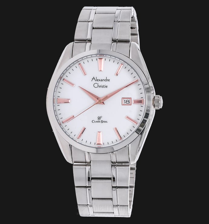 Alexandre Christie Classic Steel AC 8515 MD BSSSLRG White Dial Stainless Steel Strap