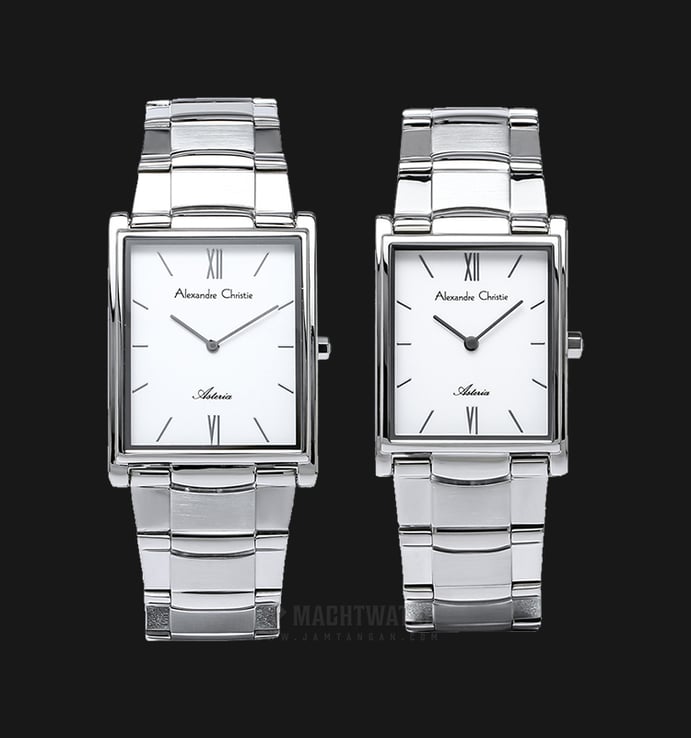 Alexandre Christie AC 8520 BSSSL Couple White Dial Stainless Steel Strap