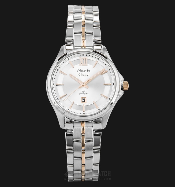 Alexandre Christie Classic AC 8530 LD BTRSL Ladies Silver Dial Dual Tone Stainless Steel Strap