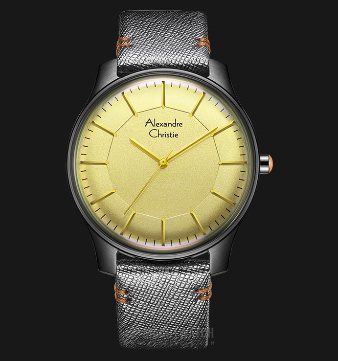 Alexandre Christie Signature AC 8532 MH LIGSL Watch Yellow Dial Silver Leather Strap