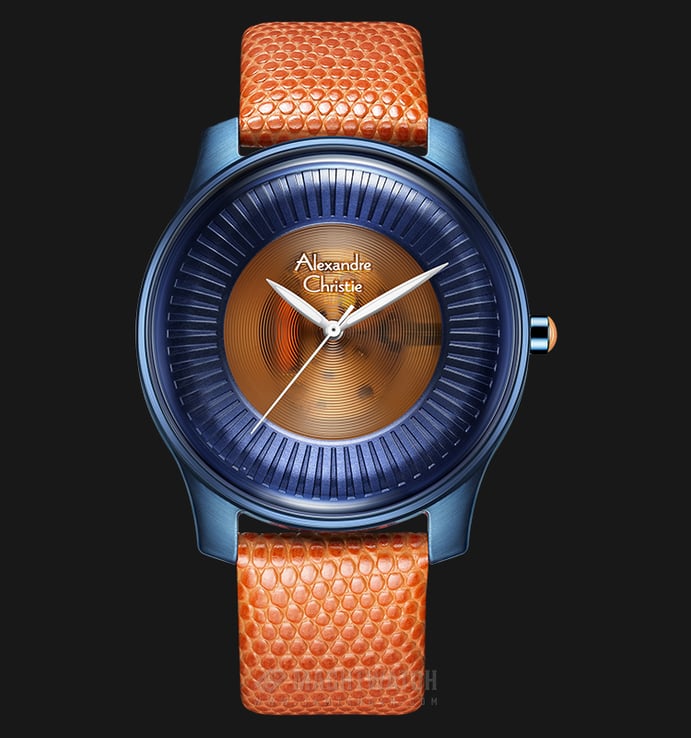 Alexandre Christie Signature AC 8532 MH LIUBU Watch Orange Dial Orange Leather Strap