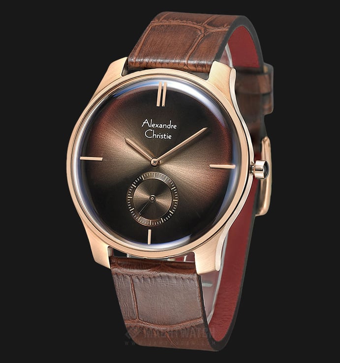 Alexandre Christie AC 8532 MS LRGBO Signature Men Brown Sunray Dial Brown Leather Strap