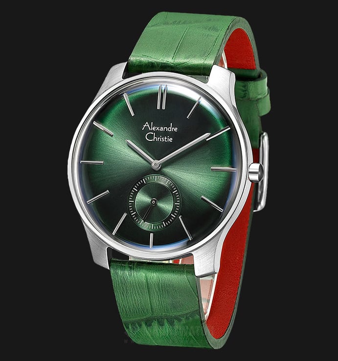 Alexandre Christie AC 8532 MS LSSGN Signature Men Green Sunray Dial Green Leather Strap