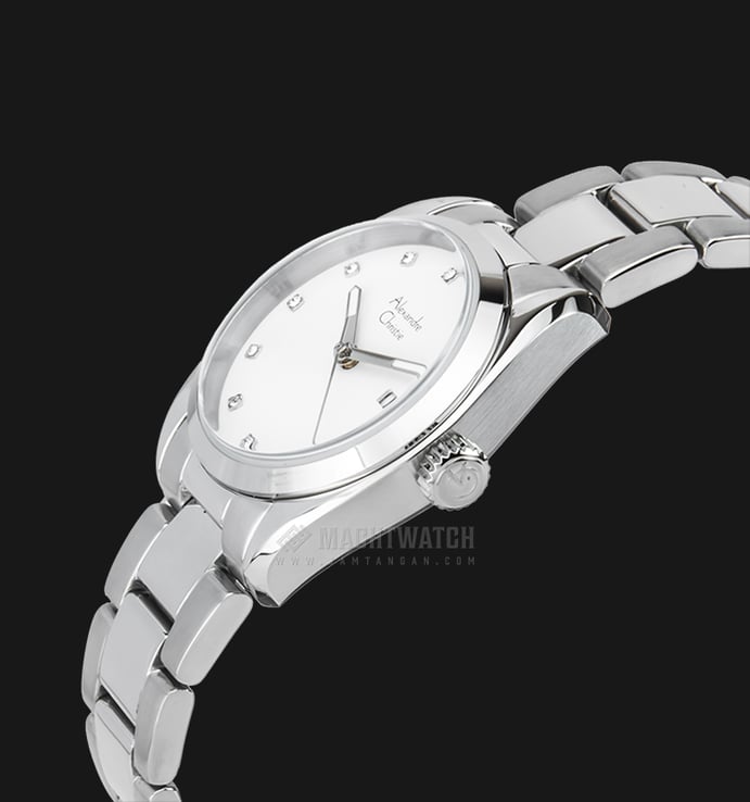 Alexandre Christie AC 8534 LD BSSSL Ladies White Dial Stainless Steel