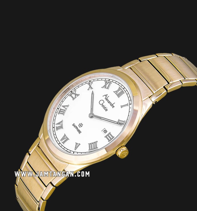 Alexandre Christie Classic AC 8538 MD BCGSL Men White Dial Light Gold Stainless Steel Strap