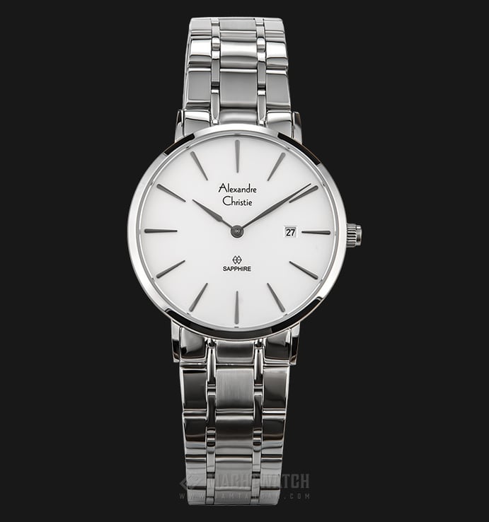 Alexandre Christie AC 8539 LD BSSSL Ladies White Dial Sapphire Stainless Steel