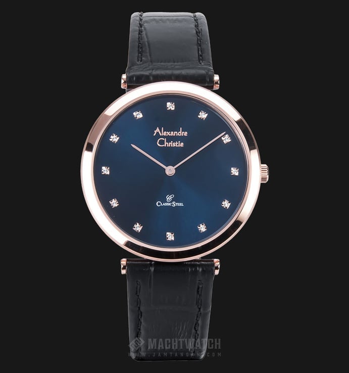 Alexandre Christie AC 8540 LH LRGBU Ladies Classic Blue Dial Leather Strap