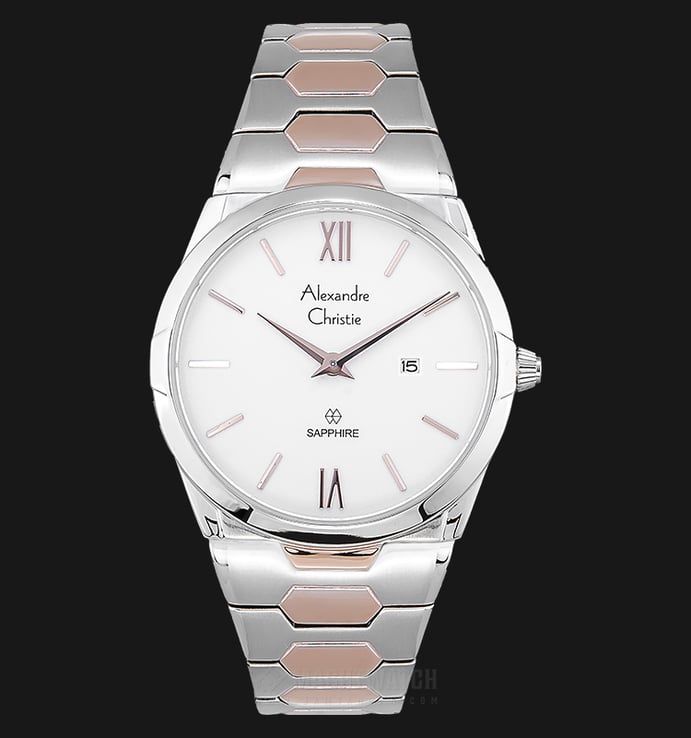 Alexandre Christie Classic AC 8542 LD BTRSL Ladies White Dial Dual Tone Stainless Steel Strap