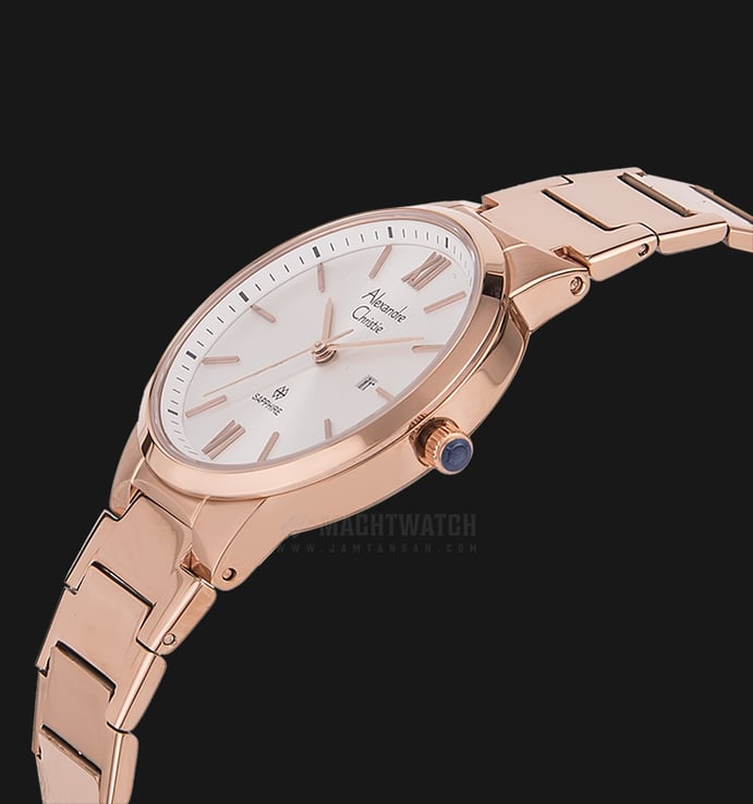 Alexandre Christie Classic AC 8544 LD BRGSL Ladies Silver Dial Rose Gold Stainless Steel Strap