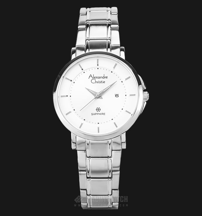 Alexandre Christie AC 8545 LD BSSSL Ladies Sapphire Glass White Dial Stainless Steel