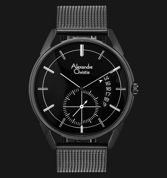 Alexandre Christie AC 8548 MS BIPBA Men Black Dial Black Stainless Steel Strap