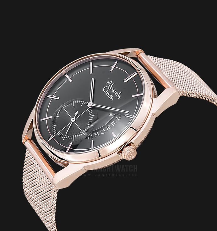 Alexandre Christie Classic AC 8548 MS BRGBA Men Black Dial Rose Gold Stainless Steel Strap