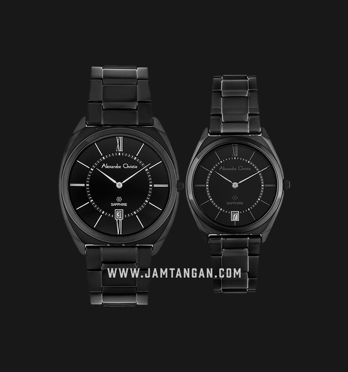 Alexandre Christie AC 8550 BIPBA Couple Black Dial Black Stainless Steel