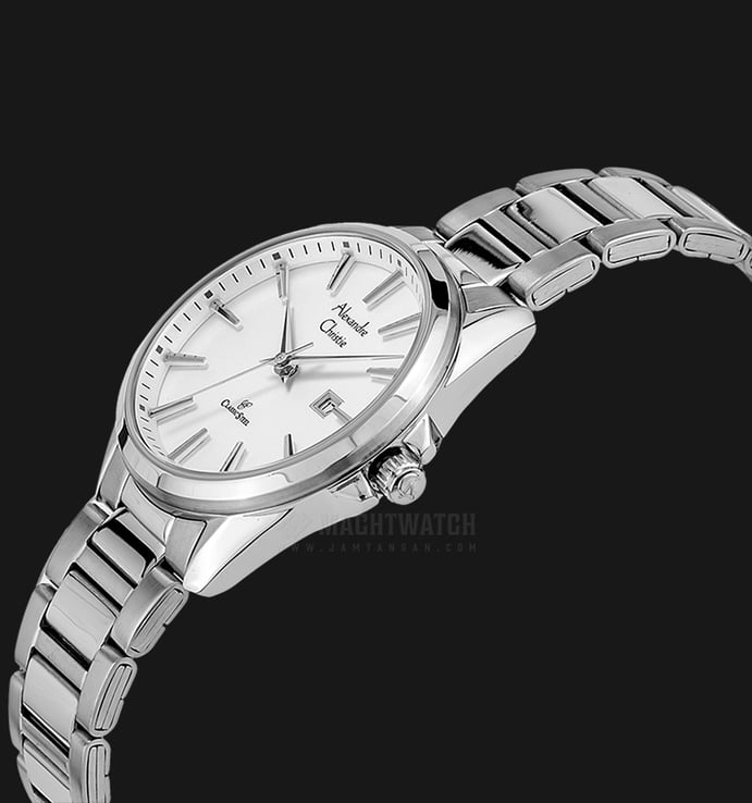 Alexandre Christie Classic AC 8552 LD BSSSL Ladies White Dial Stainless Steel Strap