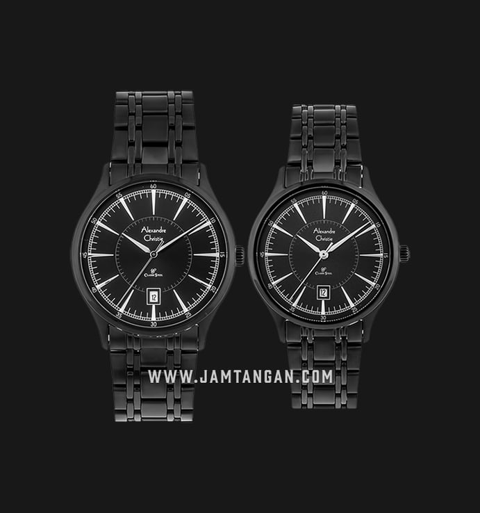 Alexandre Christie AC 8553 BIPBA Couple Black Dial Black Stainless Steel