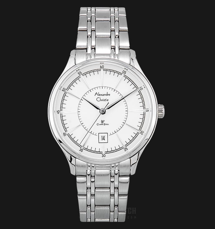 Alexandre Christie Classic Steel AC 8553 LD BSSSL Ladies White Dial Stainless Steel