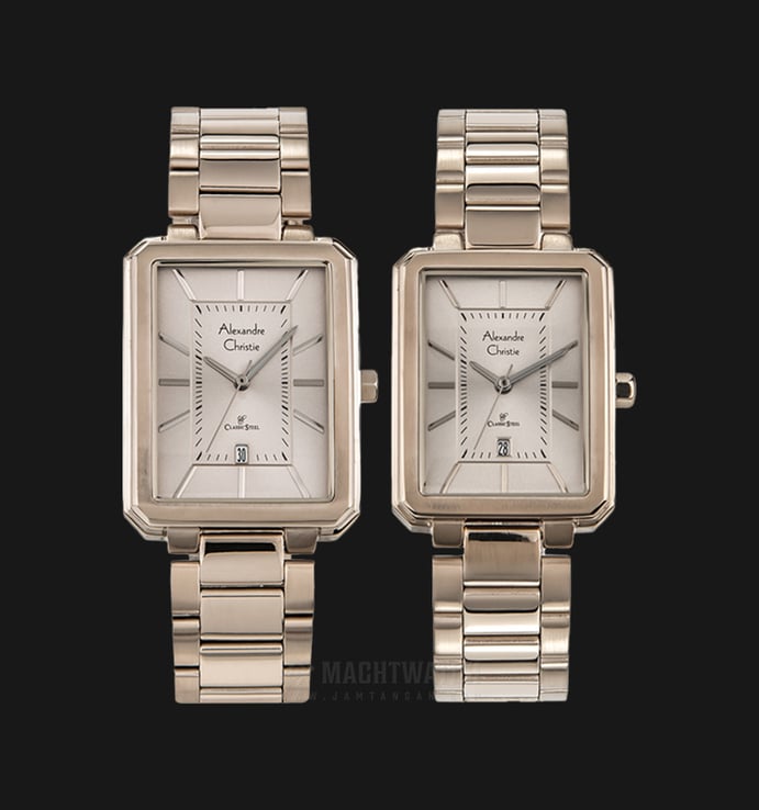 Alexandre Christie AC 8555 BCGCN Couple Light Taupe Dial Light Taupe Stainless Steel Strap