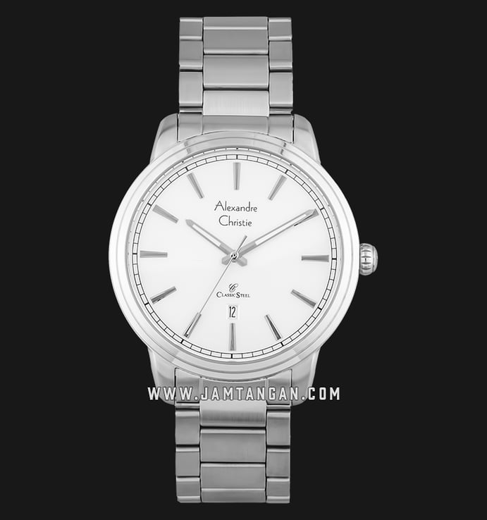 Alexandre Christie AC 8556 MD BSSSL Classic Steel Man White Dial Stainless Steel