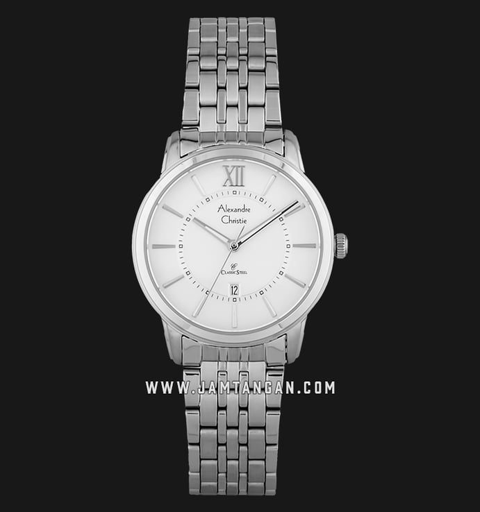 Alexandre Christie AC 8557 LD BSSSL Classic Steel Ladies White Dial Stainless Steel