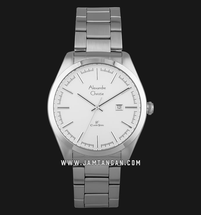 Alexandre Christie AC 8560 MD BSSSL Classic Steel Man White Dial Stainless Steel