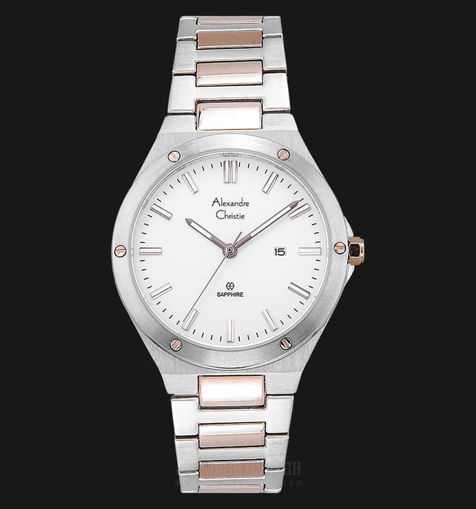 Alexandre Christie Classic AC 8562 LD BTRSL Ladies White Dial Dual Tone Stainless Steel Strap