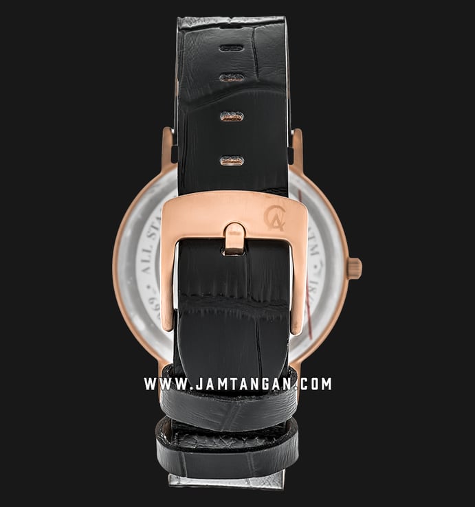 Alexandre Christie AC 8575 LS LRGBA Ladies Black Dial Black Leather Strap