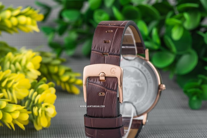Alexandre Christie AC 8575 LS LRGBO Ladies Brown Dial Brown Leather Strap