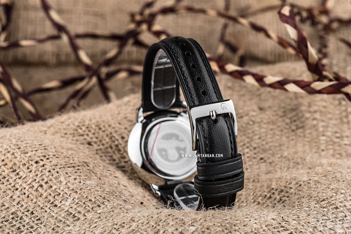 Alexandre Christie AC 8576 LD LSSSL Ladies Silver Dial Black Leather Strap