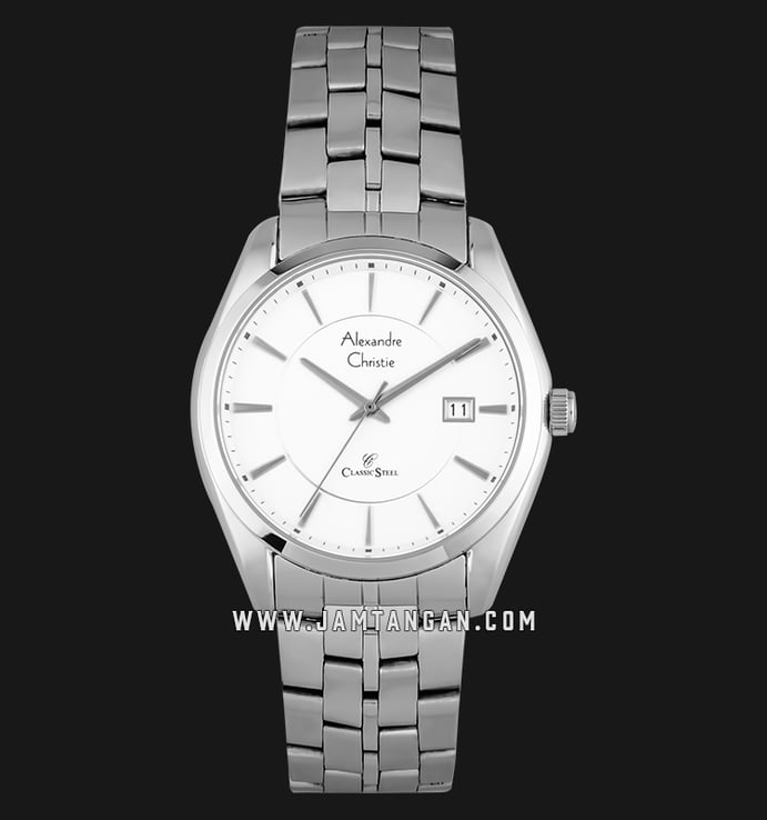 Alexandre Christie AC 8578 MD BSSSL Classic Steel Man White Dial Stainless Steel