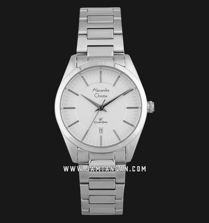 Alexandre Christie AC 8579 LD BSSSL Classic Steel Ladies White Dial Stainless Steel
