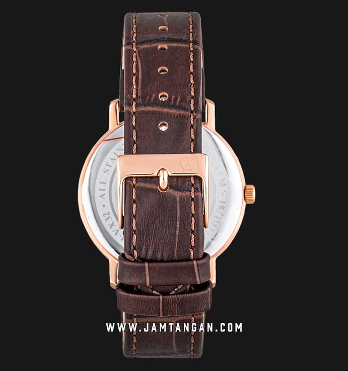 Alexandre Christie AC 8581 MD LRGBO Classic Steel Man Brown Sunray Dial Brown Leather Strap
