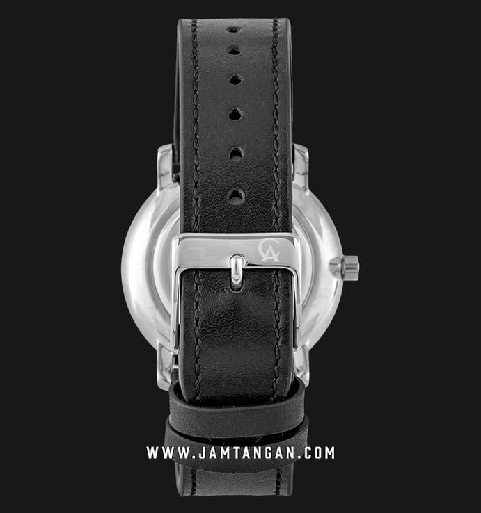 Alexandre Christie AC 8589 LD LSSSL Ladies Silver Dial Black Leather Strap
